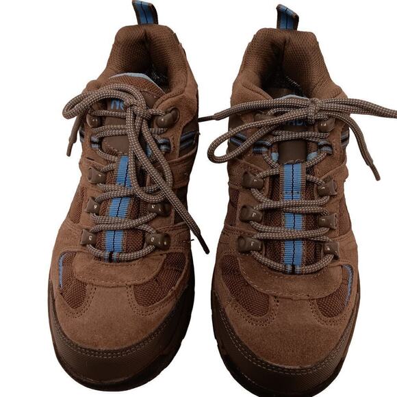 Nevados Shoes - EUC Nevados Hiking Shoes Leather Suede Brown and Light Blue Waterproof Size 7